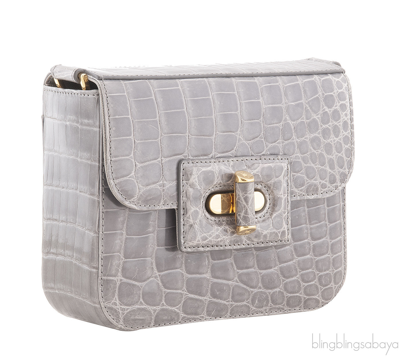 Grey Crocodile Shoulder Bag