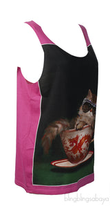Gucci Pink Ignasi Monreal Cat Teacup Print Tank top