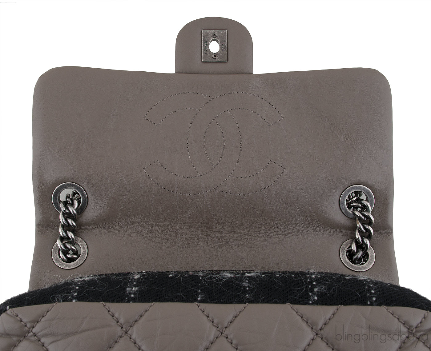 Etoupe Quilted Tweed Bag