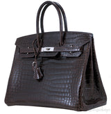 Birkin 35 Nicotine Shiny Croco