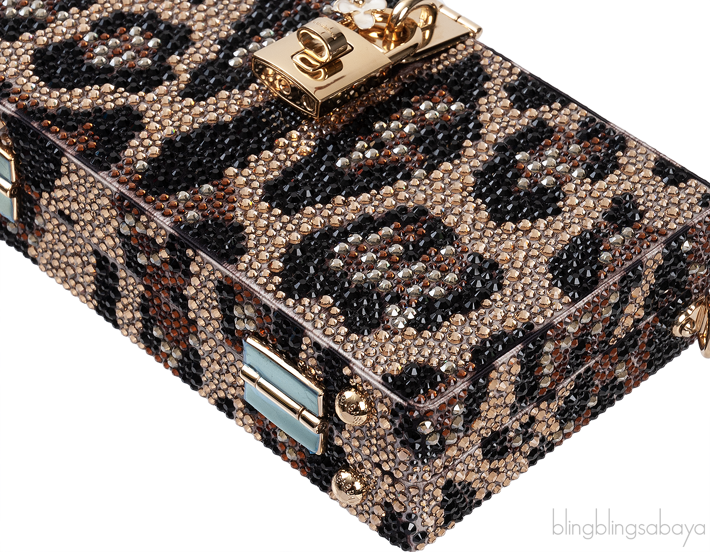 Dolce & Gabbana Leopard Crystal Hard Clutch Shoulder Bag