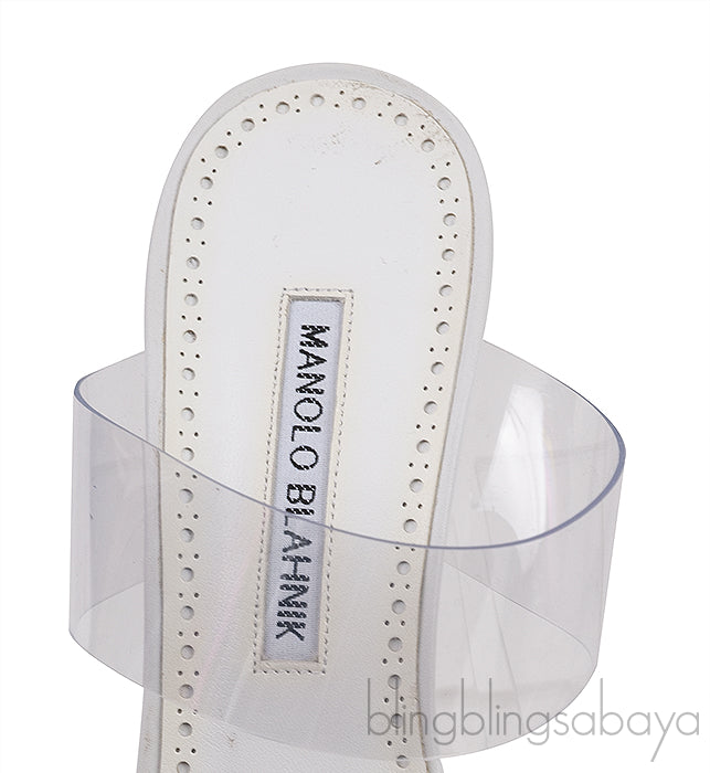 Manolo Blahnik White Clear ECO PVC Scolto Open Toe Mules