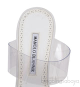Manolo Blahnik White Clear ECO PVC Scolto Open Toe Mules