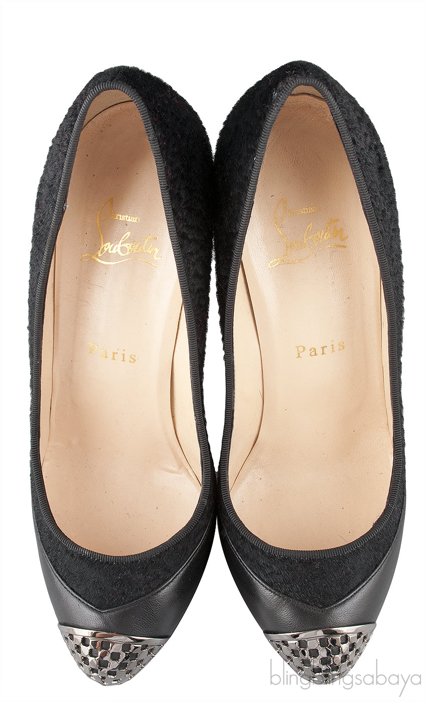 Maggie 140 Black Nappa & Pony Heels