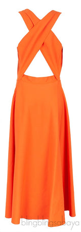 Orange Wool Blend Midi Dress