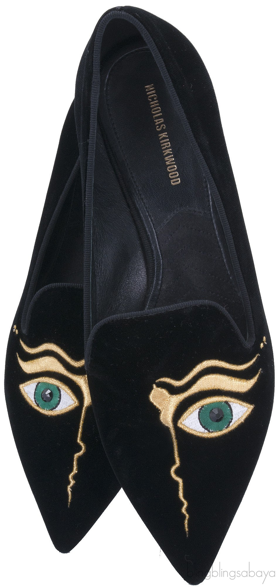 Eye Pointed Toe Velvet Flat