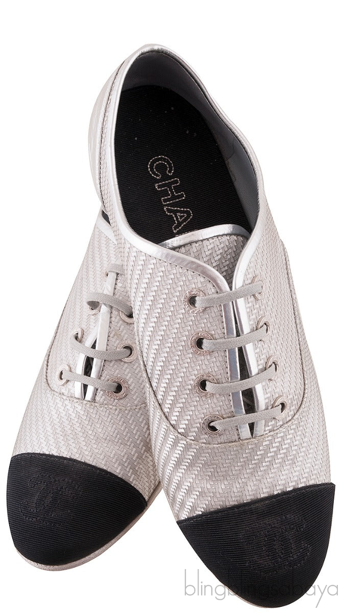 CC Silver Lace Up Cap Toe Shoes