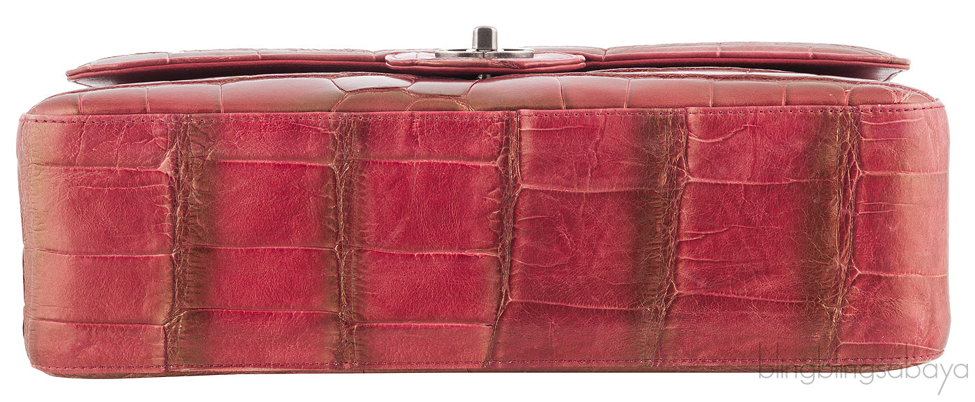 Red Brick Metallic Gold Crocodile