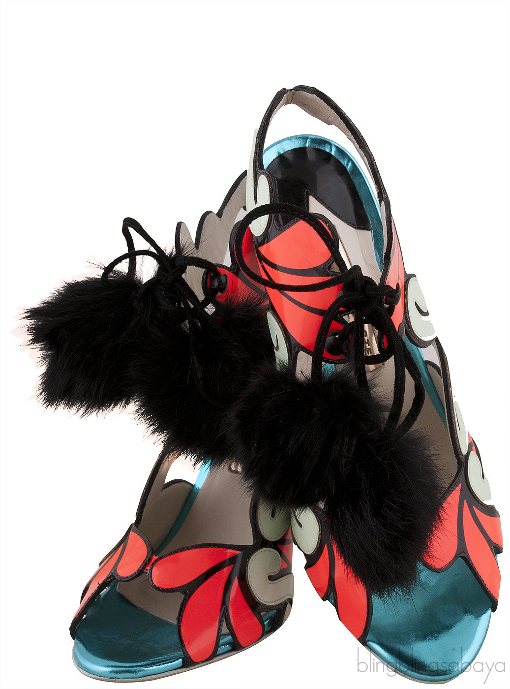 Pom Pom Detail Cut-out Sandals