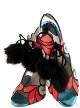 Pom Pom Detail Cut-out Sandals