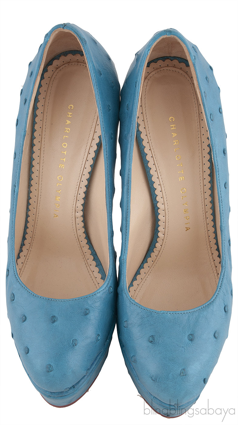 Greta Ostrich Platform Pump