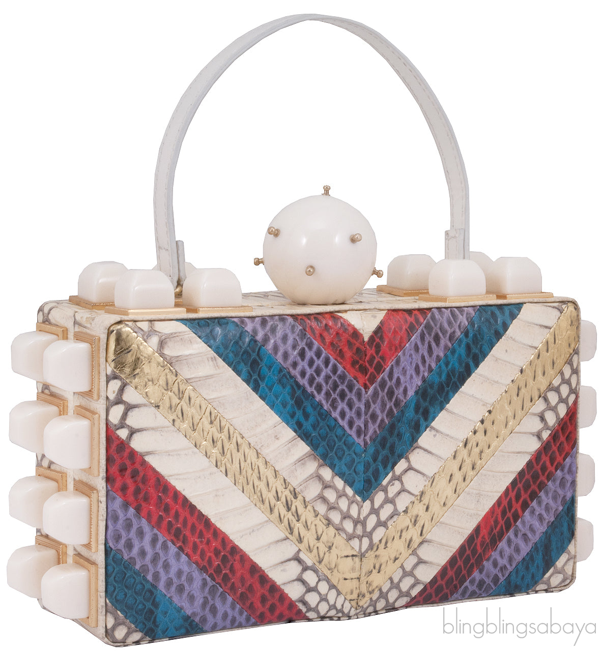 Viper Skin Lucite Studs Clutch*