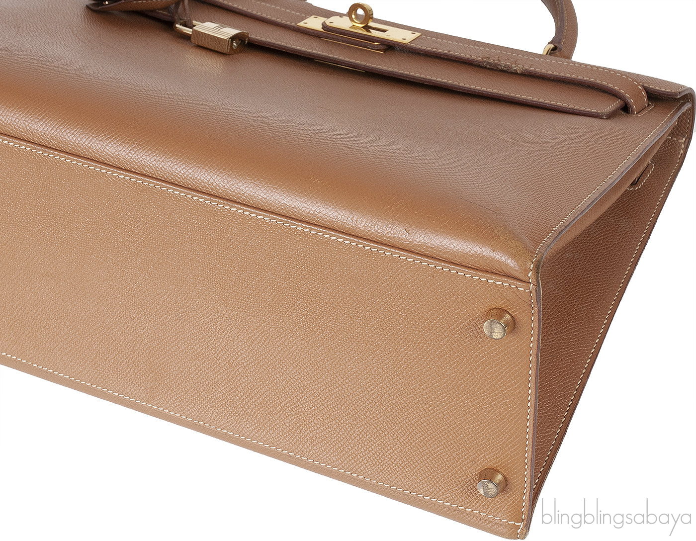 Vintage Kelly 35 Gold Courchevel Sellier GHW
