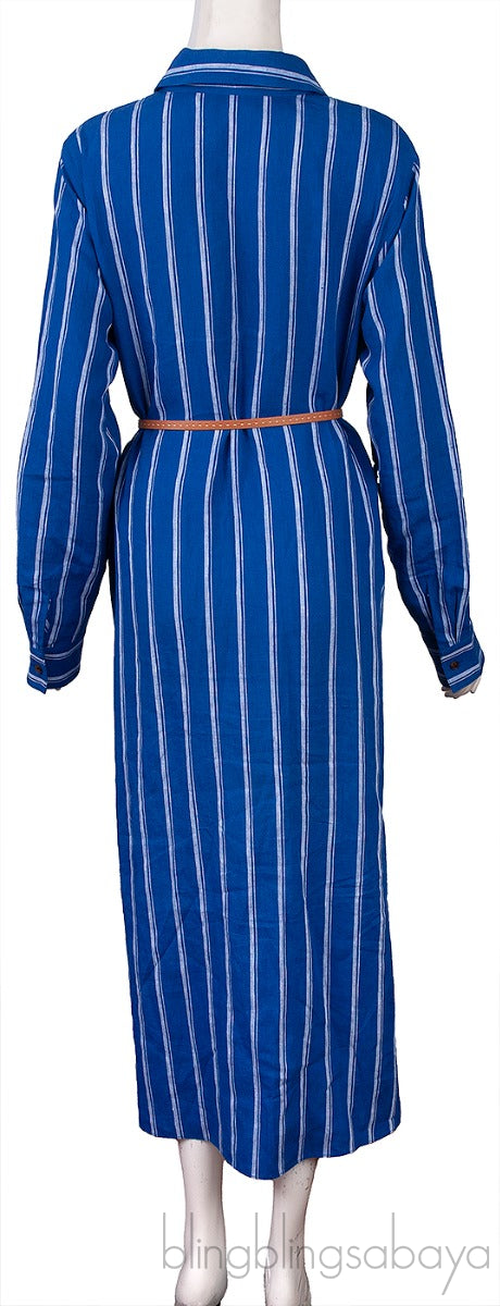 Waylon Belted Striped Linen Shirt Dress