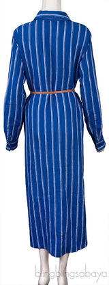 Waylon Belted Striped Linen Shirt Dress