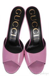 Gucci Patent Pink Scarlet Leather Sandals