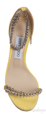 Jimmy Choo Shiloh Yellow Suede Crystal Heels