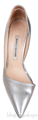 Metallic Silver Pointed Toe Heels