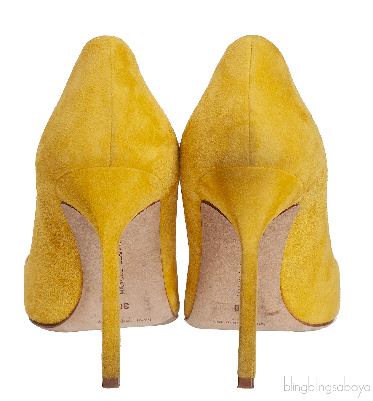 Yellow Suede Pointed Toe Heels