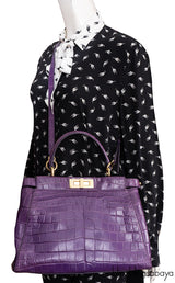 Fendi Purple Crocodile Medium Peekaboo GHW