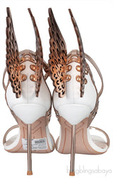 Metallic Laser Cut Wings White Sandals