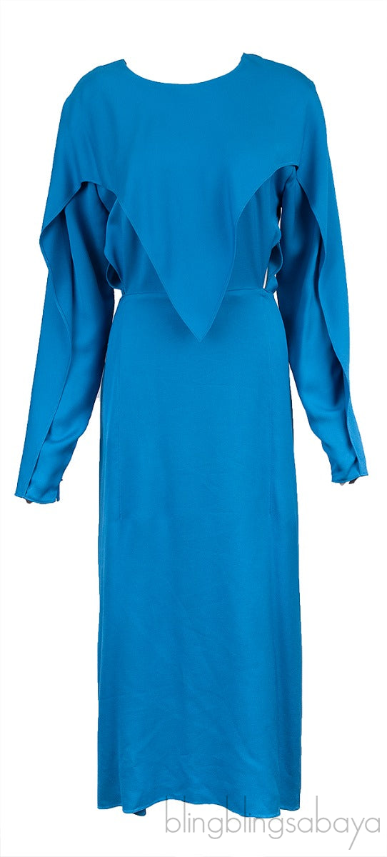 Blue Longsleeve Asymmetric Dress
