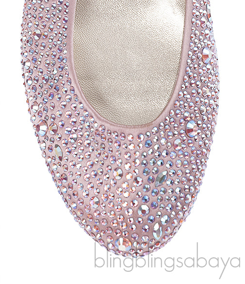 Gina Light Pink Crystal Ballet Shoes