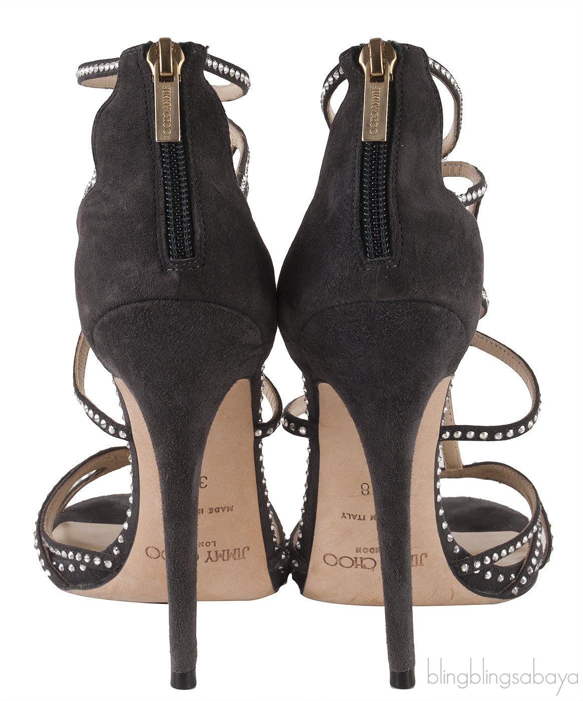 Jimmy Choo Strappy Grey Crystal Heels