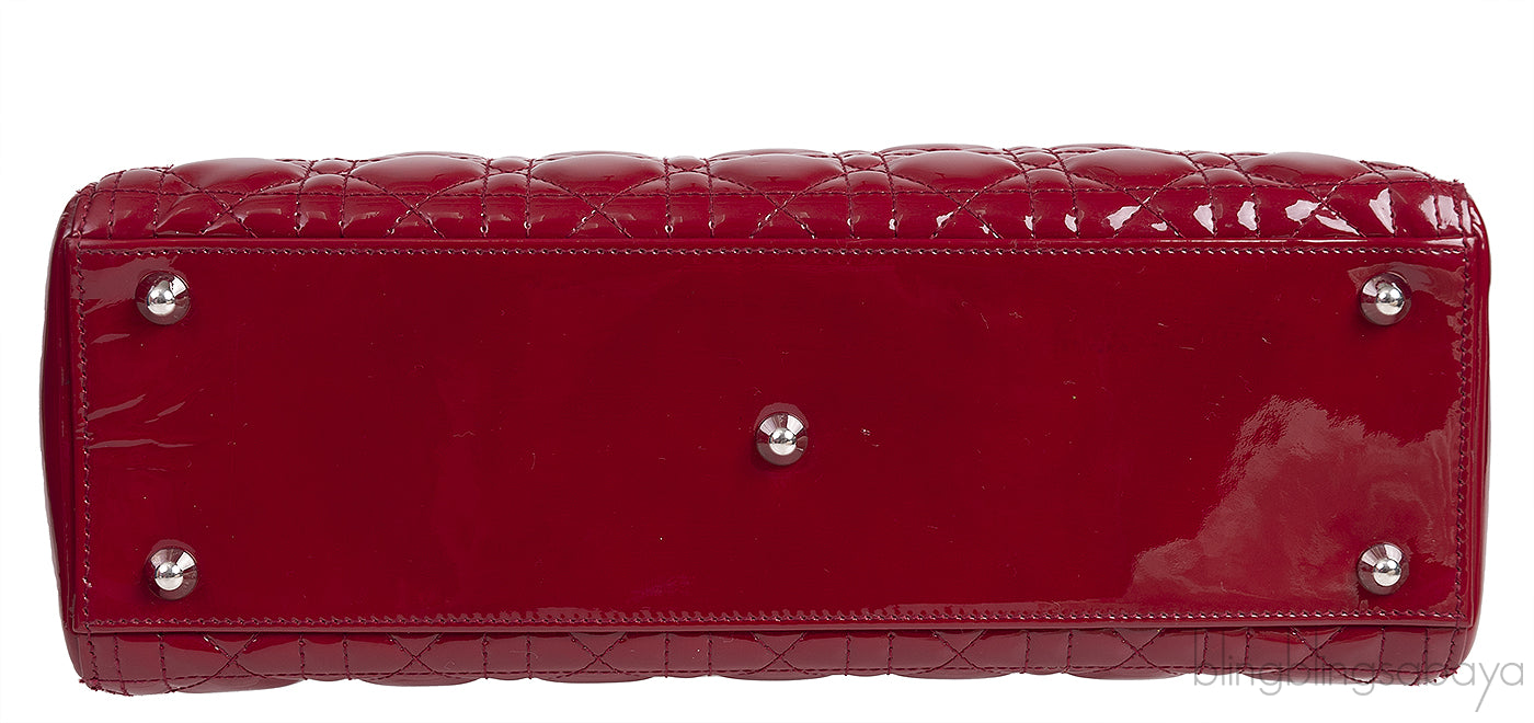 Lady Dior Red Patent Quilted Bag PHW