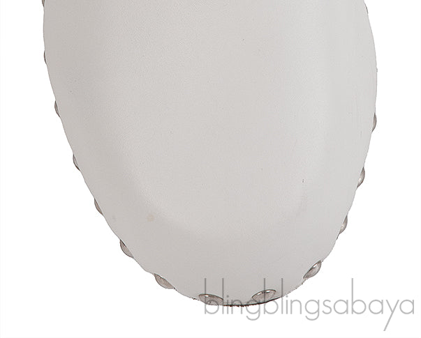 Hermes Carlota White Leather Mules