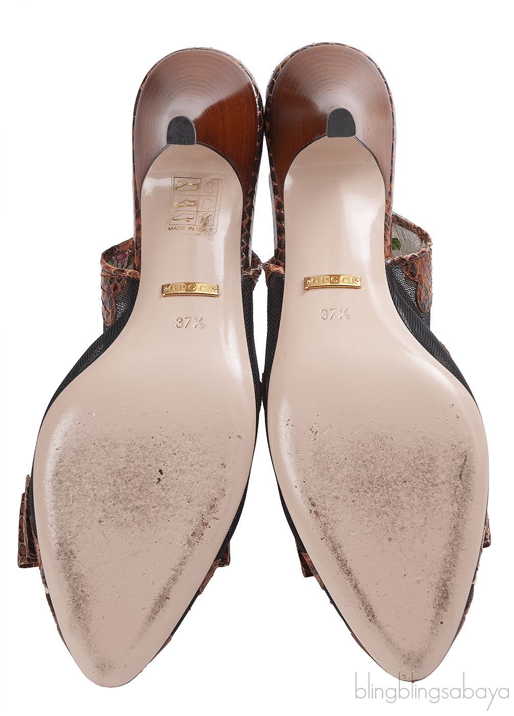 Gucci Malaga Kid Elaphe Lizard Butterflies Mid-Heel Slingback