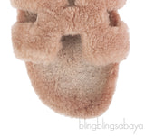 Hermes Oran Teddy Bear Brown Sandals