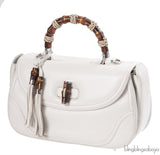 Gucci White Large Bamboo Top Handle Bag