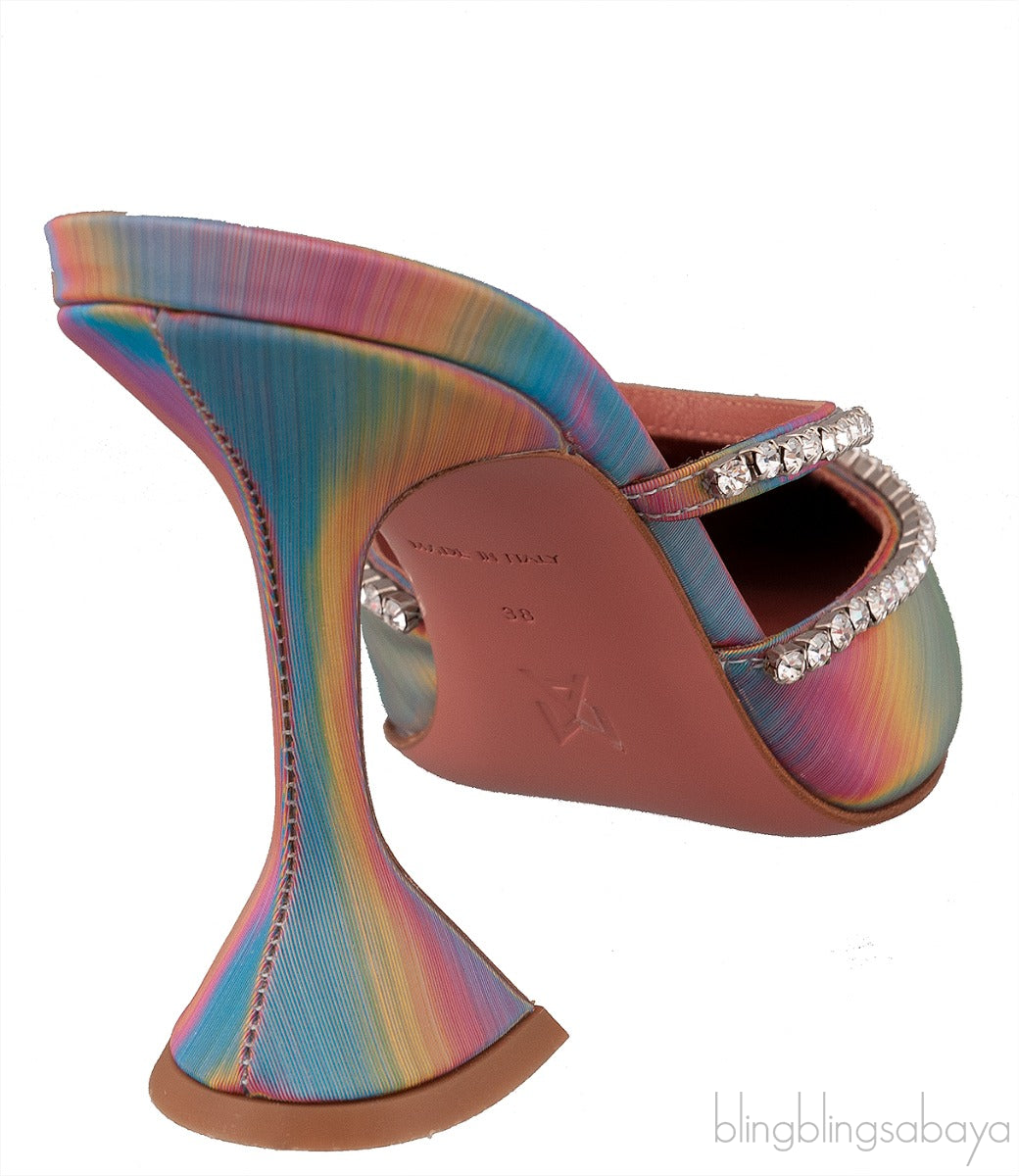 Gilda Crystal -Embellished Iridescent  Leather Mules