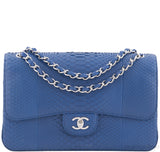 Chanel Classic Blue Python Jumbo Flap Bag