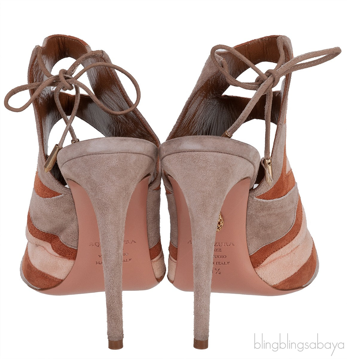 Tri-color Suede Peep Toe Sandals