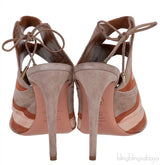 Tri-color Suede Peep Toe Sandals
