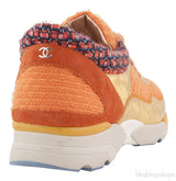 Metallic Gold Orange Woven Sneakers