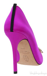 Pink Satin Crystal Embellished Heels