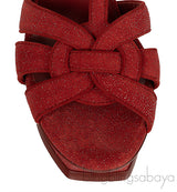 Yves Saint Laurent Red Glitter Finish Tribute Sandals 37.5