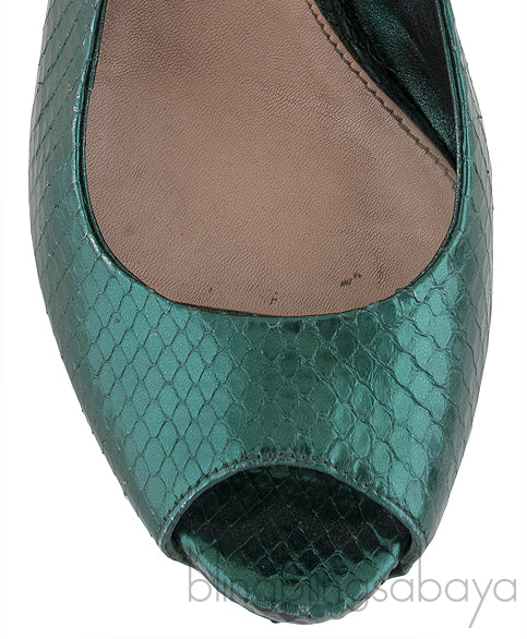 Emerald Green Slingback Python