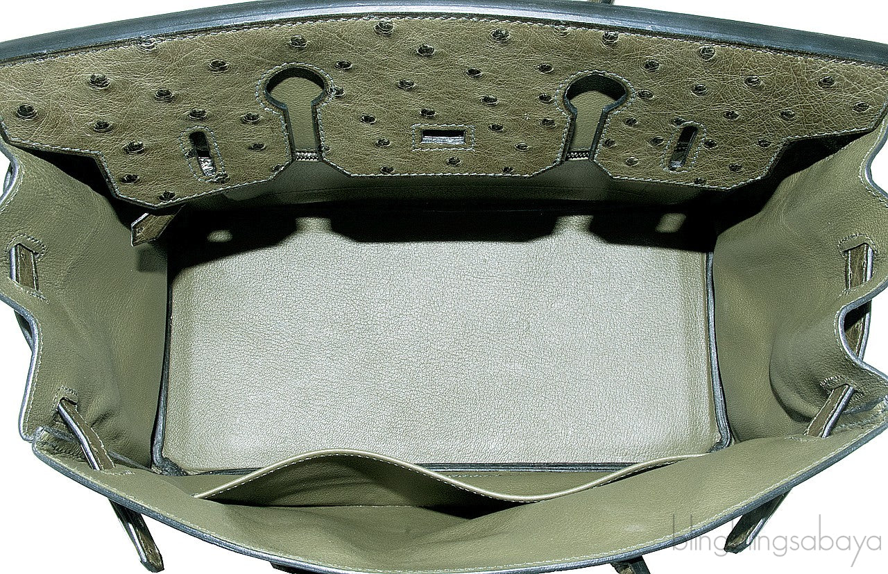 Birkin 30 Ostrich Vert Olive PHW