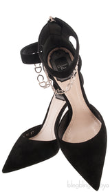 Black Suede Pointed Slingback Sandals