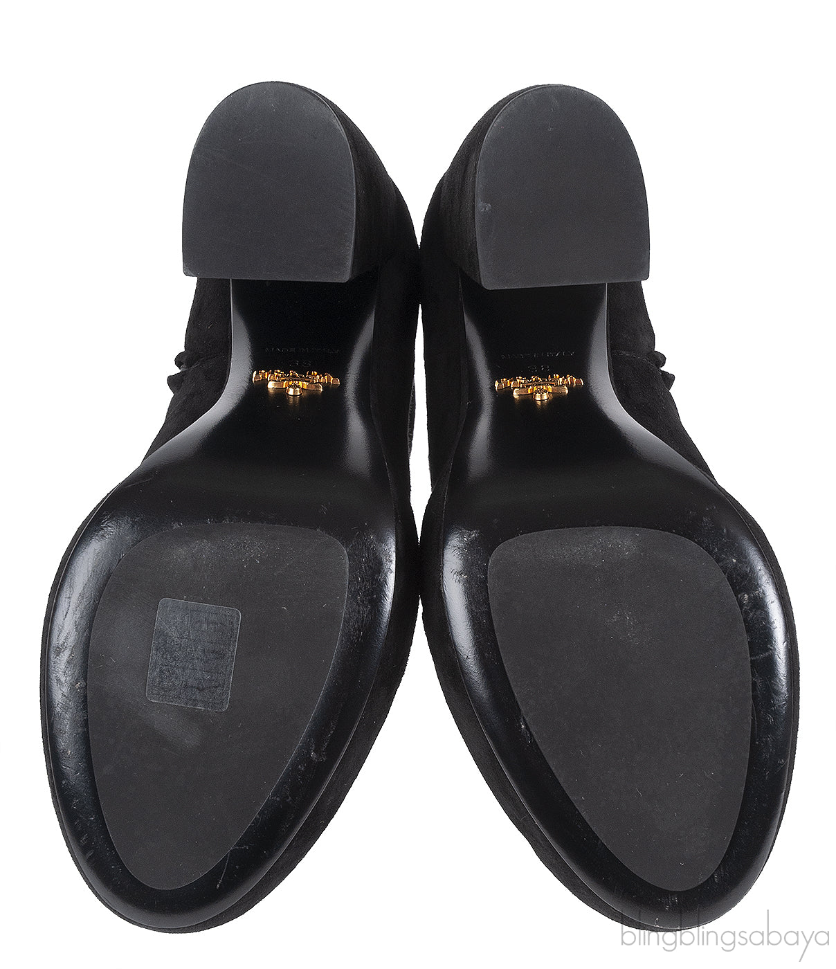 Prada Black Velvet Platform Boots
