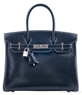 Birkin 30 Black Box Beige Stitching