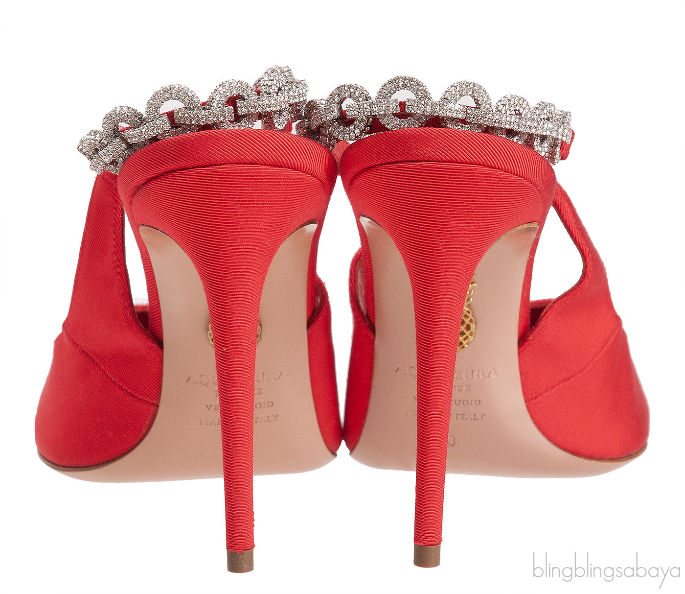 Aquazzura Red Love Link 105 Crystal Slingback Heel