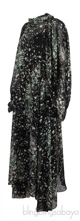 Dark Green Floral Printed Midi-Dress