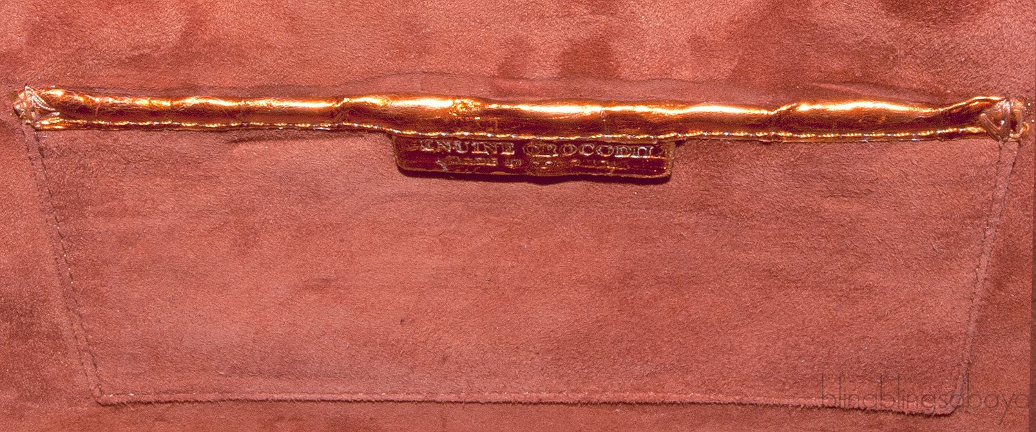 Nancy Gonzalez Orange Crocodile Studded Clutch