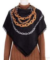 Black Chain Links Monogram Scarf