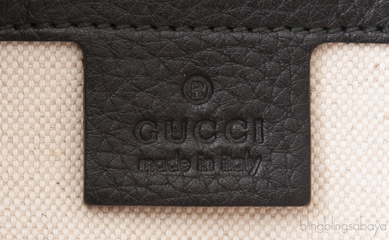 Gucci Black Printed Canvas Bamboo Shopper Tote